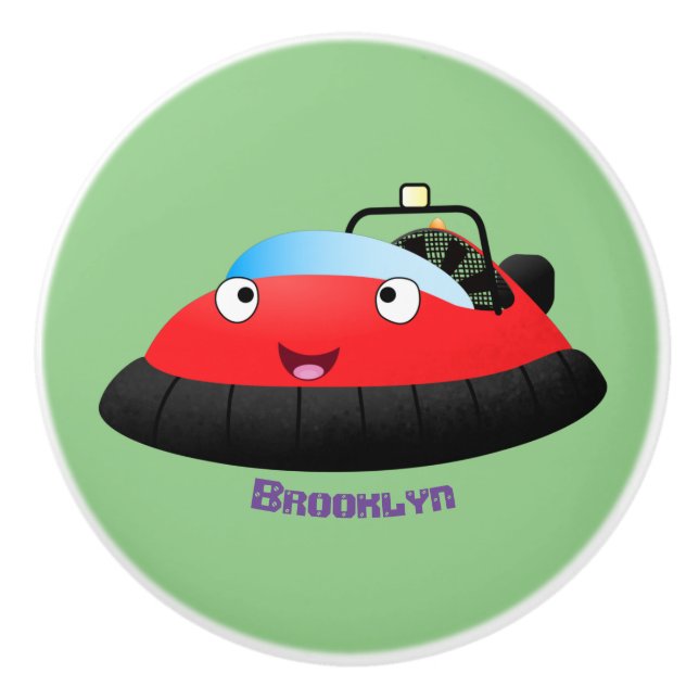 Cute Red lycklig hovercraft tecknad Knopp (Framsidan)