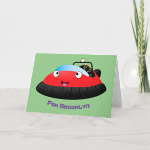Cute Red lycklig hovercraft tecknad Kort