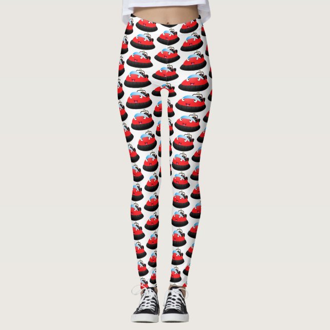 Cute Red lycklig hovercraft tecknad Leggings (Framsida)