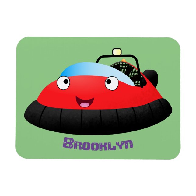 Cute Red lycklig hovercraft tecknad Magnet (Horisontell)