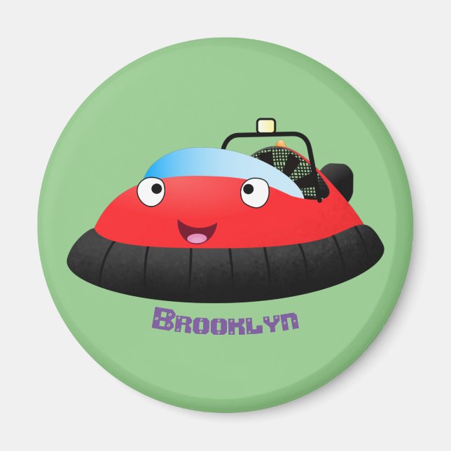 Cute Red lycklig hovercraft tecknad Magnet (Framsidan)