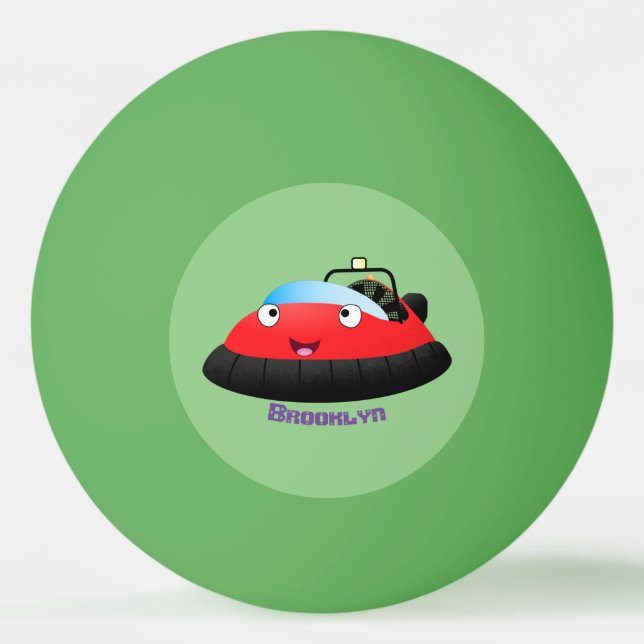 Cute Red lycklig hovercraft tecknad Pingisboll (Framsidan)