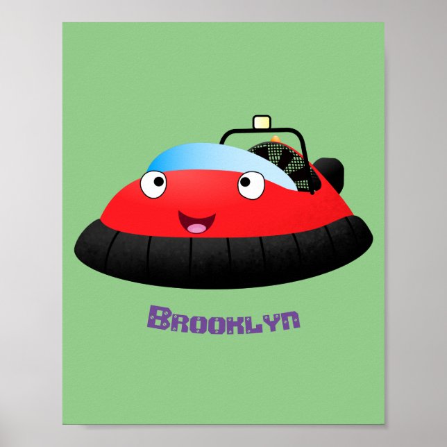 Cute Red lycklig hovercraft tecknad Poster (Framsidan)