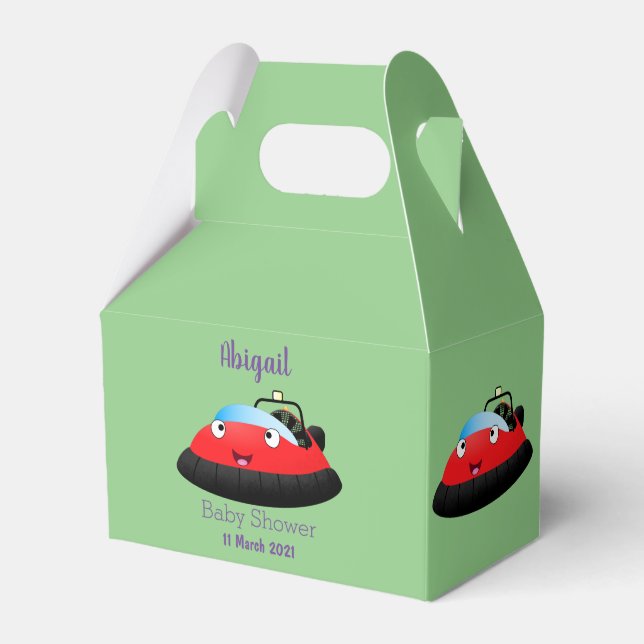 Cute Red lycklig hovercraft tecknad Presentaskar (Framsidan Sidan)