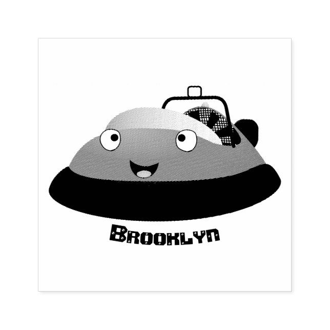 Cute Red lycklig hovercraft tecknad Stämpel (Tryck)