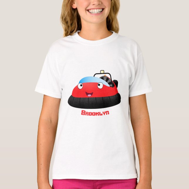Cute Red lycklig hovercraft tecknad T Shirt (Framsida)