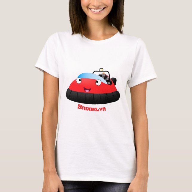 Cute Red lycklig hovercraft tecknad T Shirt (Framsida)