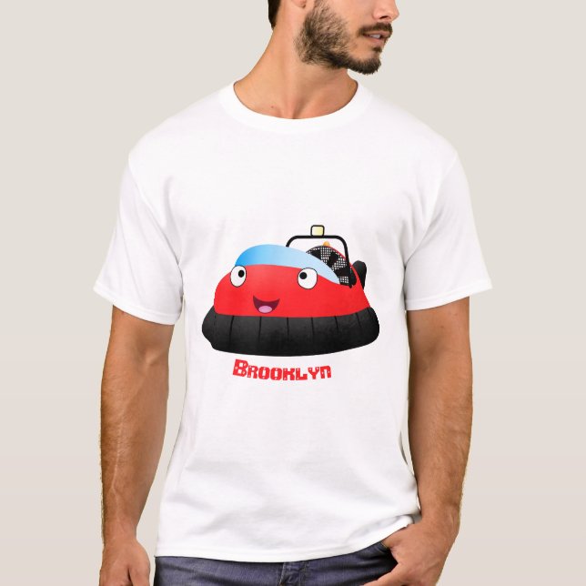 Cute Red lycklig hovercraft tecknad T Shirt (Framsida)