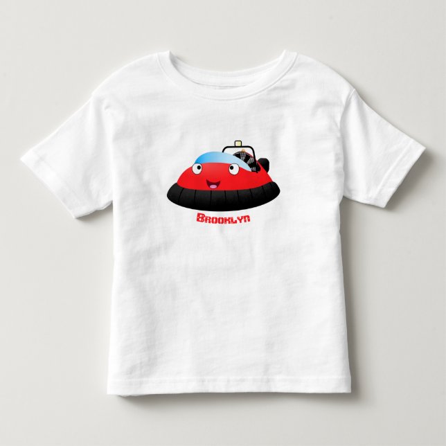 Cute Red lycklig hovercraft tecknad T Shirt (Framsida)
