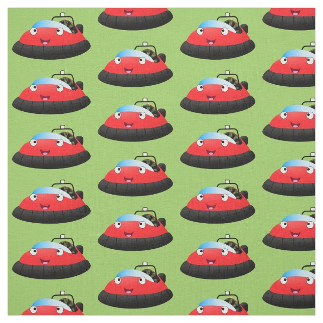 Cute Red lycklig hovercraft tecknad Tyg (Provkarta)