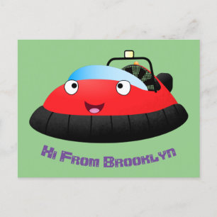Cute Red lycklig hovercraft tecknad Vykort