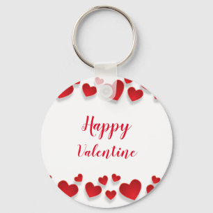 Cute Red Lycklig Valentine Kärlek Hearts Nyckelring