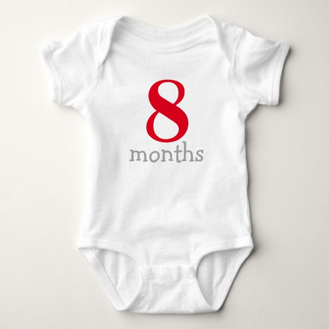 Cute Red Månadsvis Baby T-shirt (Framsida)