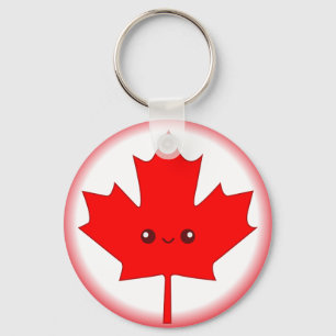 Cute Red Maple Löv Nyckelring