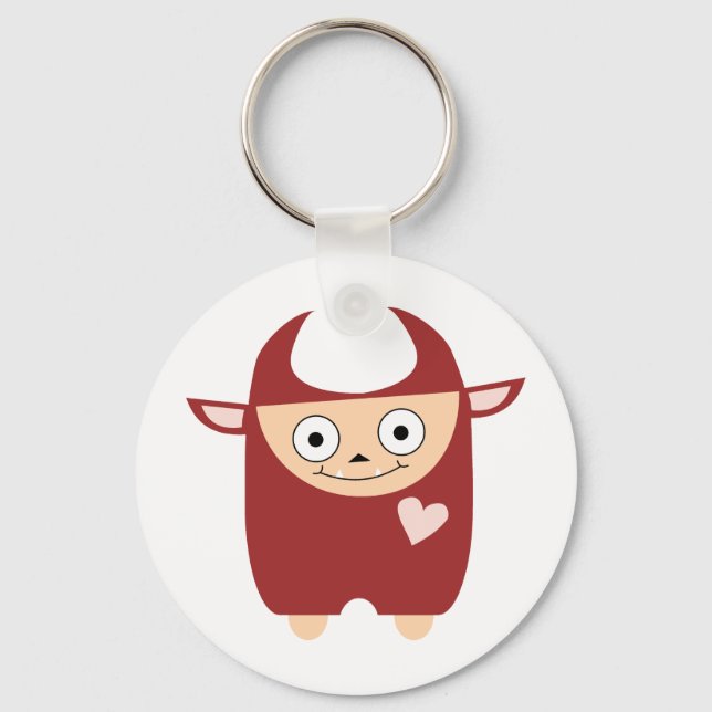 Cute Red Monster Nyckelring (Framsida)