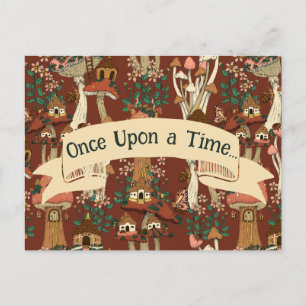 Cute Red Mushroom Fairytale Flytta Announcement Vykort