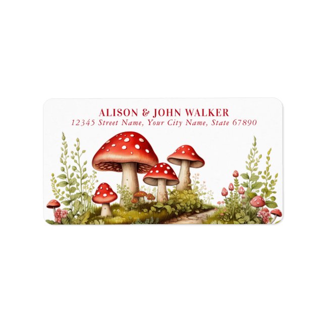 Cute Red Mushroom-Returetiketter Adressetikett (Framsidan)