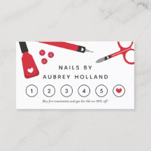 Cute Red Nail Artist Verktyg Loyalty Card