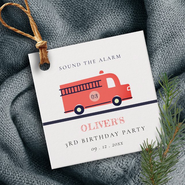 Cute Red Navy Fire Engine, alla åldrar, Lastbil Gåvor Etiketter (Skapare uppladdad)