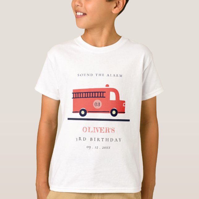 Cute Red Navy Fire Engine, alla åldrar, Lastbil T Shirt (Framsida)