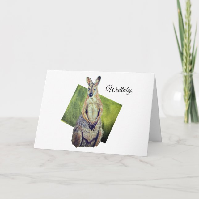 Cute Red Necked Wallaby Art Australian Marsupial Kort (Framsida)