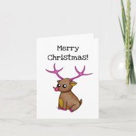 Cute Red Nposed Reindeer - God jul Kort