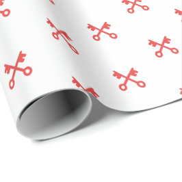 Cute red Nycklar mot vit bakgrund Presentpapper