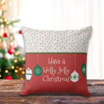 Cute Red och Grönt Holly Jolly Ornament