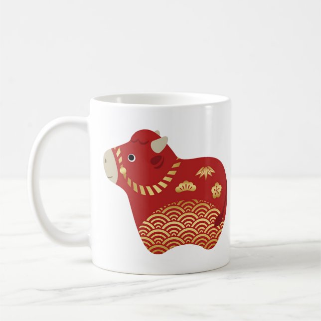 Cute red ox, Kinas nyår för Ox Kaffemugg (Vänster)