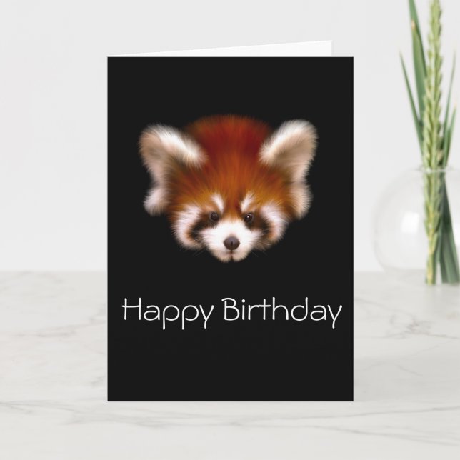 Cute Red Panda Birday Card Helgkort (Framsida)