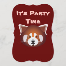 Cute Red Panda Birthday-inbjudan