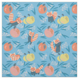 Cute 'Red Panda' Blue Apple Mönster Fabric Tyg