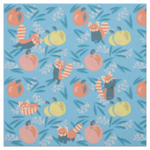 Cute 'Red Panda' Blue Apple Mönster Fabric Tyg