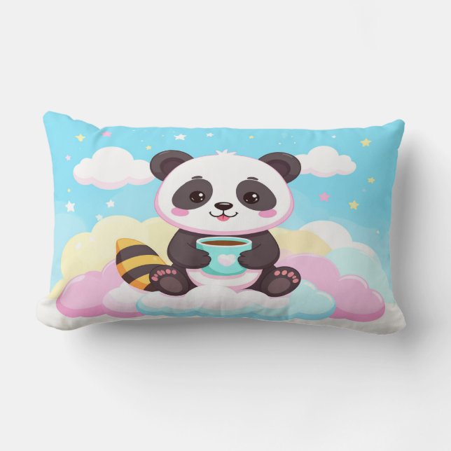 Cute Red Panda Coffee Mug & Pillow - Happy Kawaii  Lumbarkudde (Framsida)