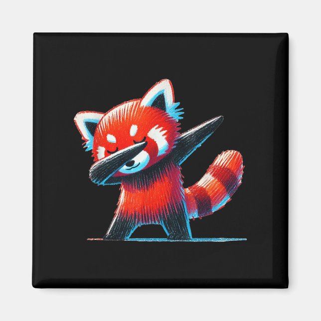 Cute Red Panda Dabbing for Wildlife Animal Lover Z Magnet (Framsidan)