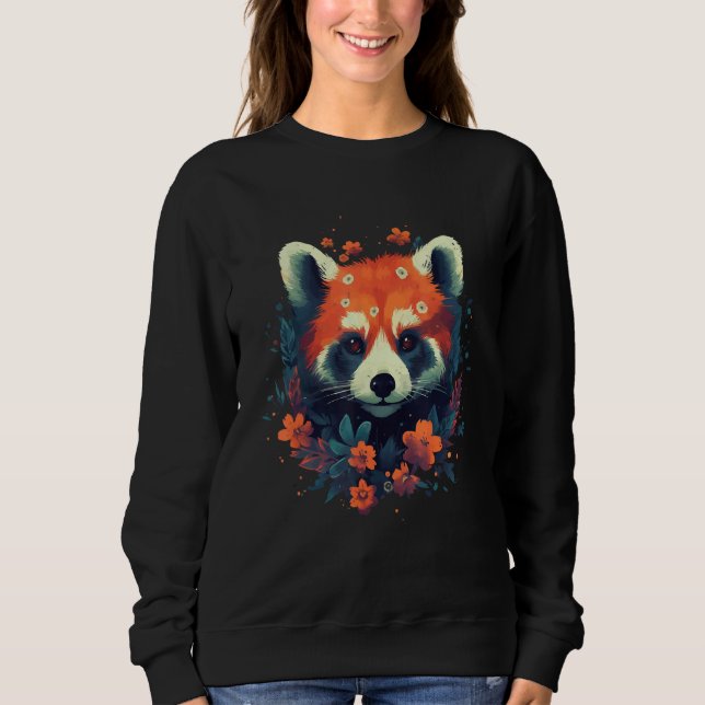 Cute Red Panda Flowers Graphic Animal  Print 1 T Shirt (Framsida)