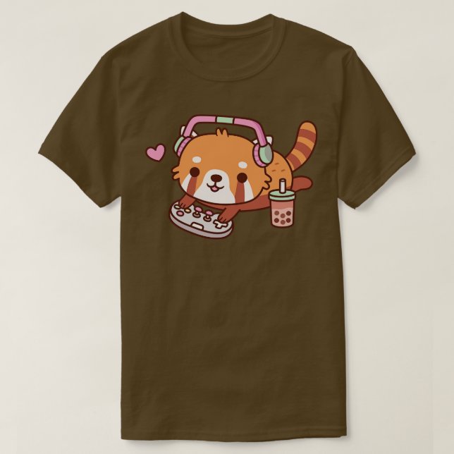 Cute Red Panda g med videospel T Shirt (Design framsida)