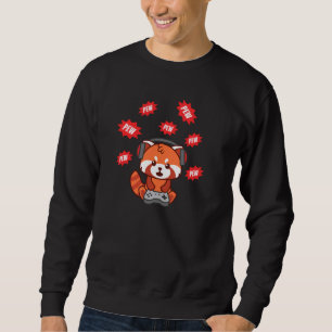 Cute Red Panda Gamer Funny Video Gaming Manar Kvin Lång Ärmad Tröja