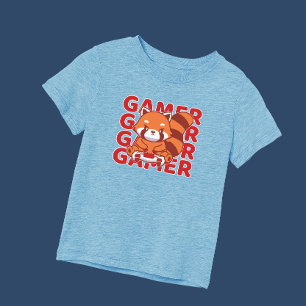 Cute Red Panda Gaming Älskare Boy T Shirt