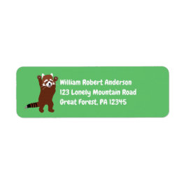 Cute Red Panda Grönt Returadress Etikett