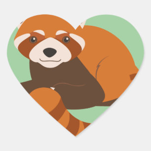 Cute Red Panda Hjärtformat Klistermärke
