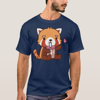 Cute Red Panda Kärlek Boba Tea T Shirt