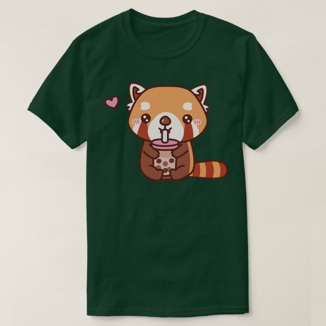 Cute Red Panda Kärlek dricker Bubble Tea 1 T Shirt (Design framsida)