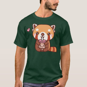 Cute Red Panda Kärlek dricker Bubble Tea 1 T Shirt