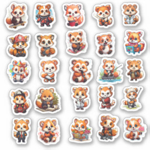 Cute Red Panda-klistermärken, värdepaket 25 Sticke Klistermärken