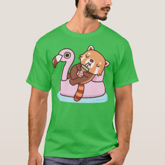 Cute Red Panda med Flamingo Bassäng Flyter sommare T Shirt