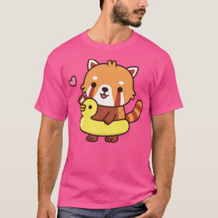 Cute Red Panda med Gult Anka Bassäng Flyter sommar T Shirt