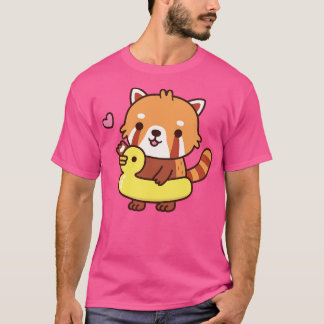 Cute Red Panda med Gult Anka Bassäng Flyter sommar T Shirt