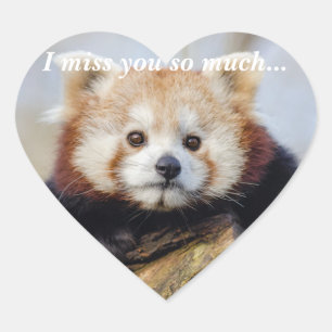Cute Red Panda Miss You så mycket Hjärtformat Klistermärke