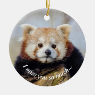 Cute Red Panda Miss You så mycket Julgransprydnad Keramik